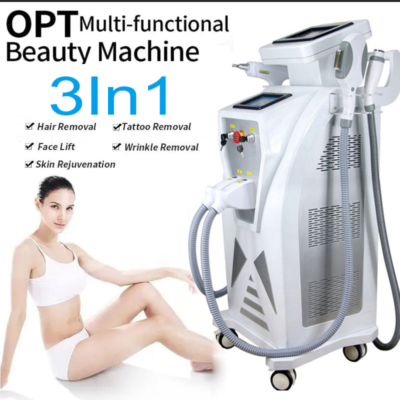 3 In 1 IPL OPT Hair Removal Nd Yag Laser Tattoo Removal RF Skin Rejuvenation Machine - huanshibeauty