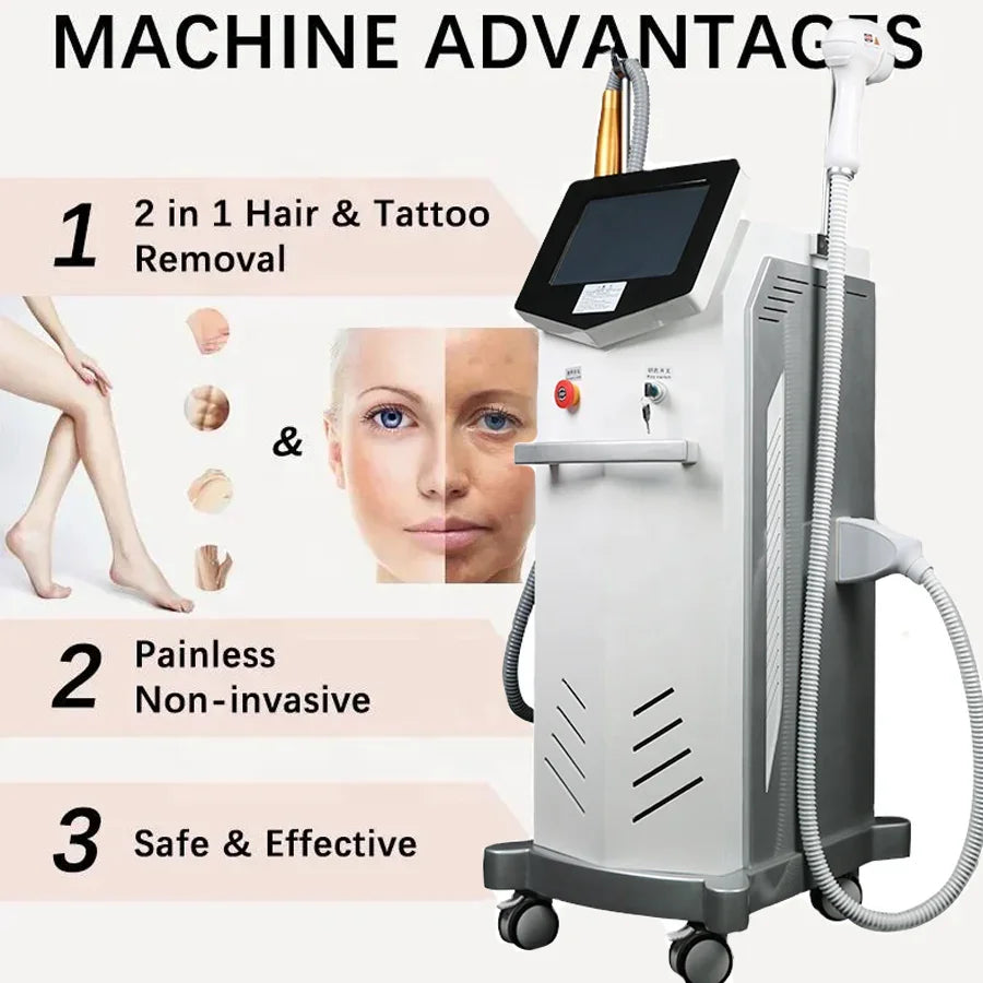 3-in-1 Diode Laser Hair Removal & ND:YAG Tattoo Removal Machine: How Does It Work and Is It Worth It? - huanshibeauty