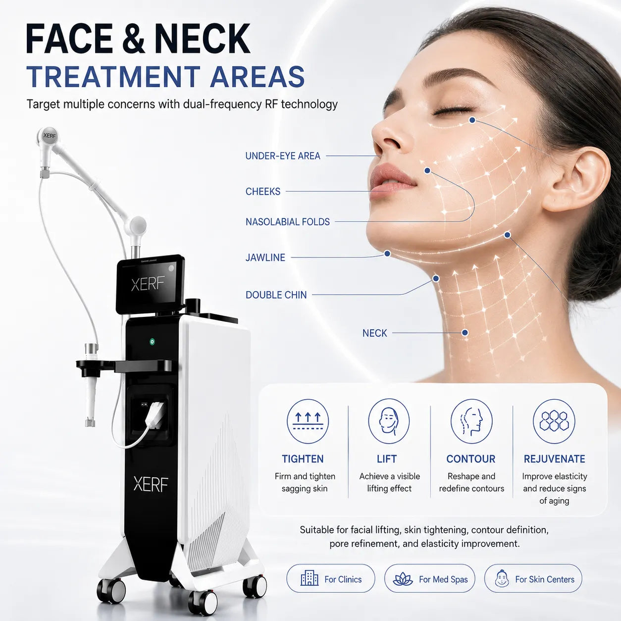 Dual Frequency RF Machine XERF Technology Monopolar RF Skin Tightening Body Contouring
