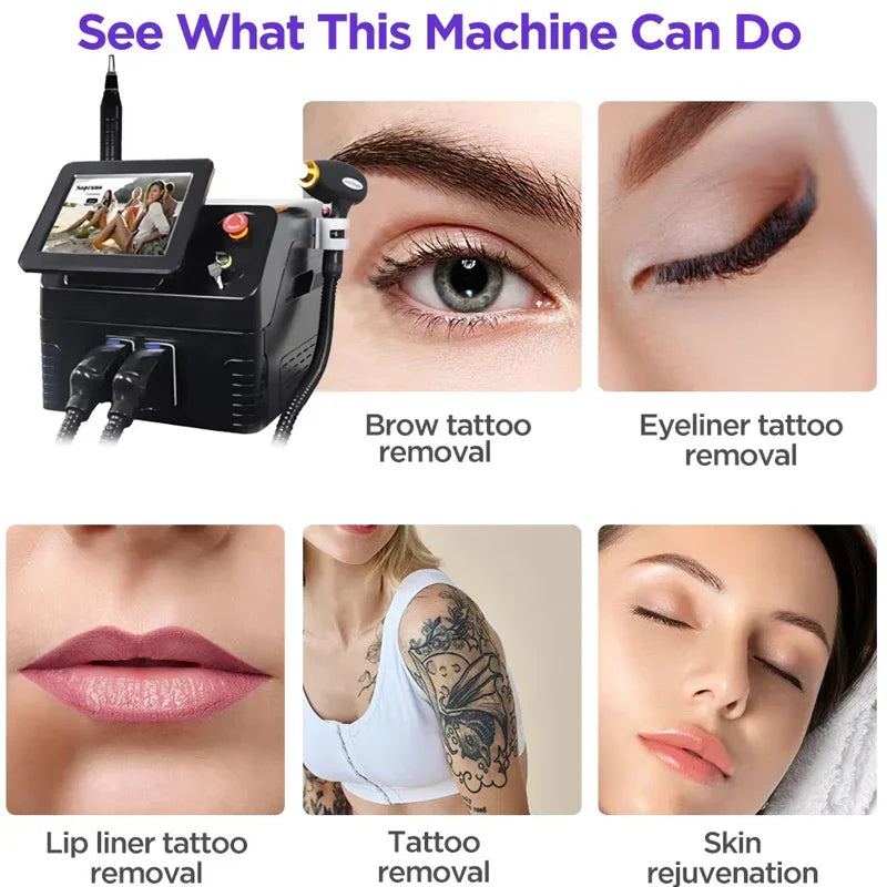 2-in-1 Hair Removal Diode Laser Picosecond Tattoo Removal Skin Rejuvenation Machine