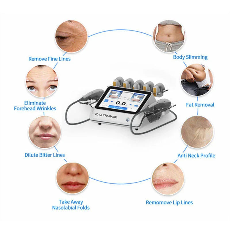 7D HIFU Facial Lifting Tightening Body Sculpting Machine Ultrasound Cellulite Removal
