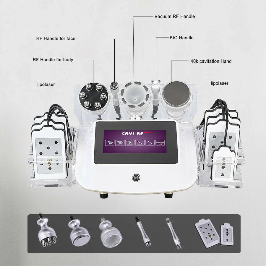 6 In 1 40K Cavitation Lipo Laser Facial RF Loss Weight Body Slimming Skin Lifting Machine