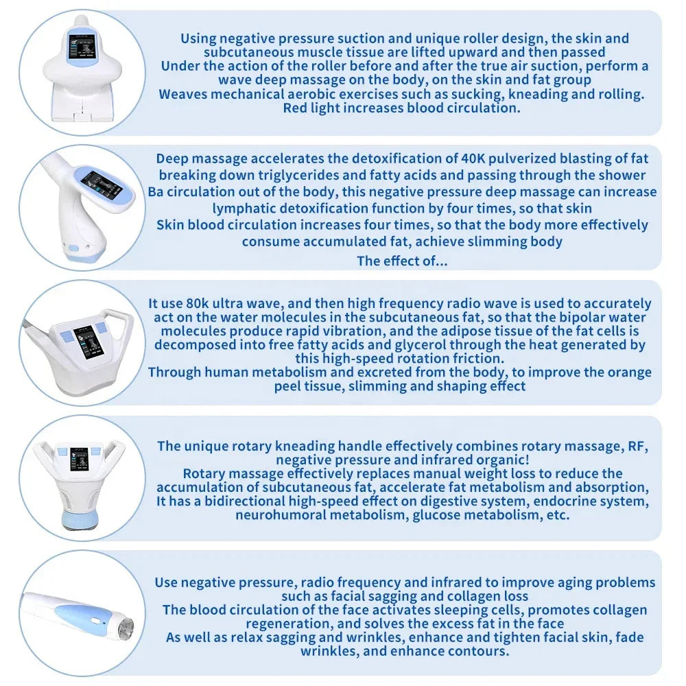 Vela Shape Slimming Machine RF Vacuum Therapy Face Body Lifting Fat Reduction