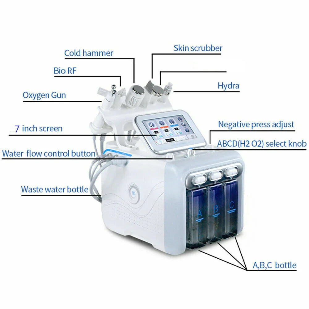 6 In 1 Hydra Machine Facial Water Dermabrasion Deep Cleansing Face Hydro Spa Skin