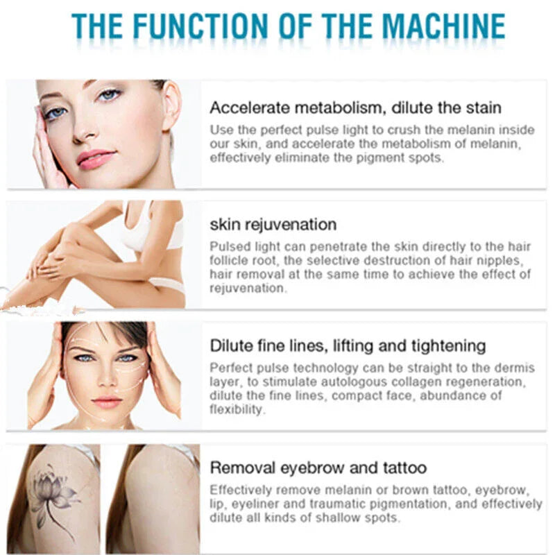 3 In 1 OPT/IPL Laser Hair Removal Tattoo Removal RF Skin Rejuvenation Whitening Machine