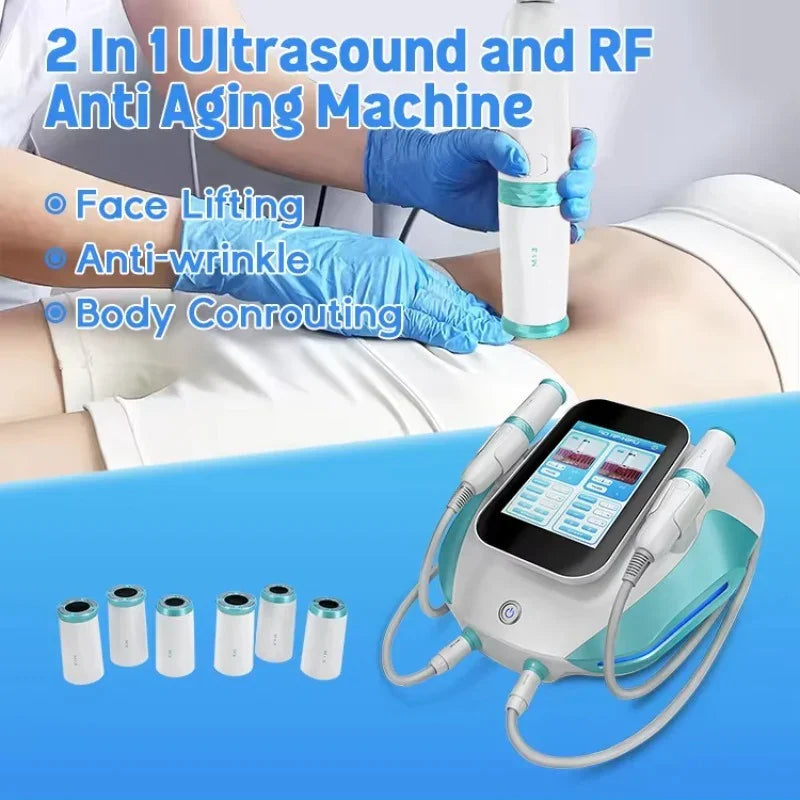 2 In 1 Ultra Hifu Facial Lifting Winkle Removal Machine Vmax RF Anti Aging Body Shaping