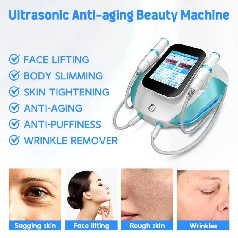 2 In 1 Ultra Hifu Facial Lifting Winkle Removal Machine Vmax RF Anti Aging Body Shaping