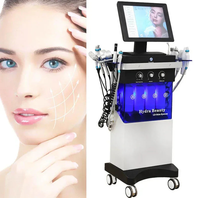14 In 1 Facial Hydro Dermabrasion Diamond Aqua Peeling Oxygen Jet Spa Skin Rejuvenation Machine