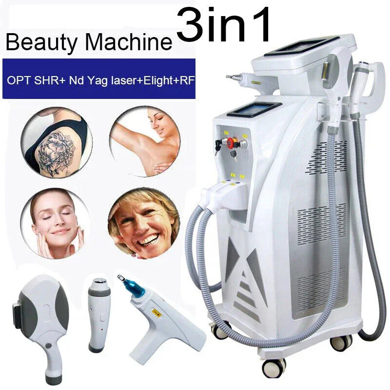 3 In 1 IPL OPT Hair Removal Nd Yag Laser Tattoo Removal RF Skin Rejuvenation Machine