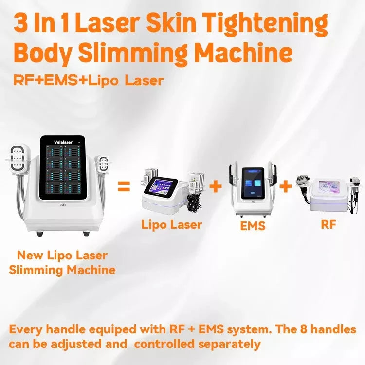 3 In 1 Body Sculpting RF+ EMS + Lipo Laser Red Light Weight Loss SKin Lifting Machine