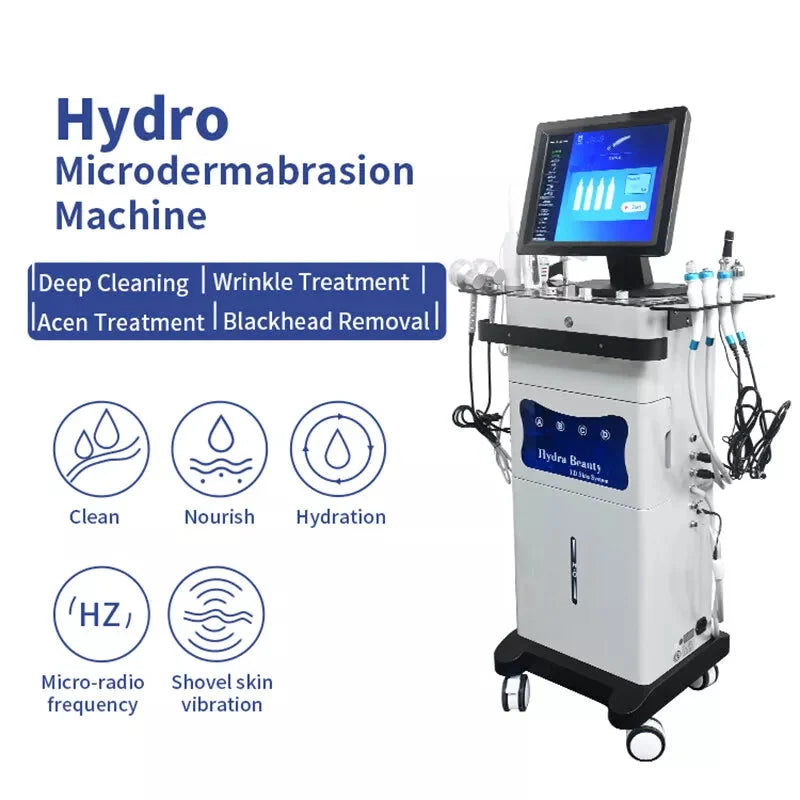 14 In 1 HydraFacial Machine RF Hydro Dermabrasion Oxygen Spray Diamond Peeling Skin Care SPA