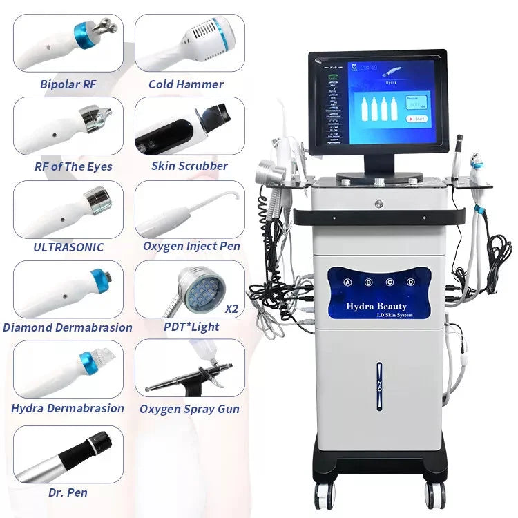14 In 1 HydraFacial Machine RF Hydro Dermabrasion Oxygen Spray Diamond Peeling Skin Care SPA Main image